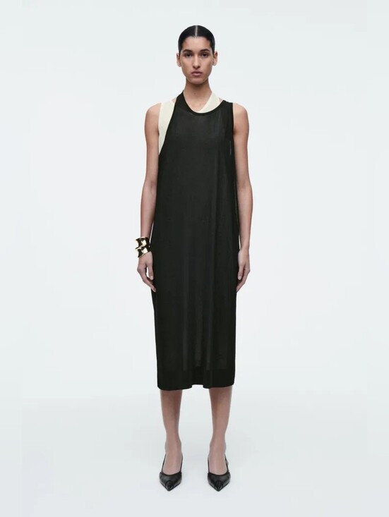 COS Dresses & Skirts - COS Black and White Layered‎ Knitted Midi Dress XS
